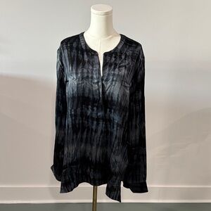 Rails Black and Gray Tie-Dye Tunic Blouse